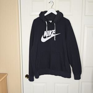 Nike swoosh logo black cotton blend sweatshirt hoodie sz L